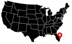 Map of the United States with Miami, Florida highlighted